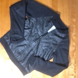 Faux leather cropped jacket